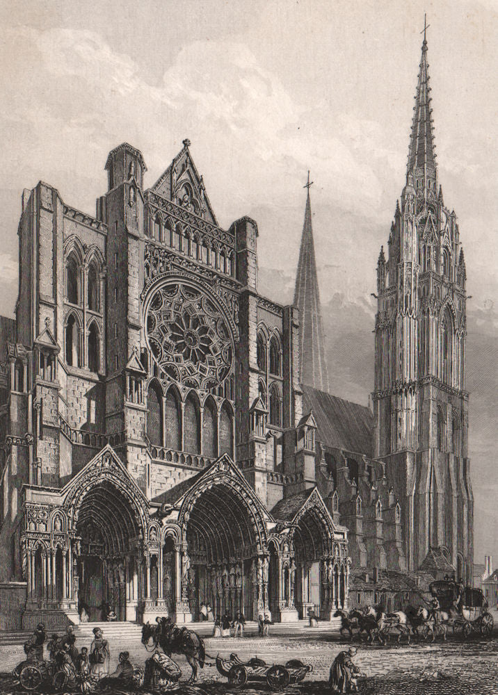 CATHÉDRALE DE CHARTRES. Eure-et-Loir 1844 old antique vintage print picture